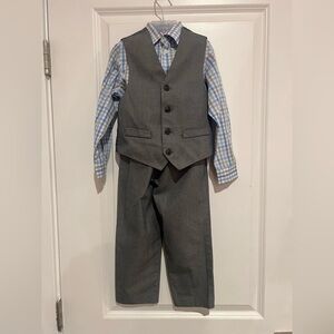 Gray Vest and Pants with Blue Checkered Shirt